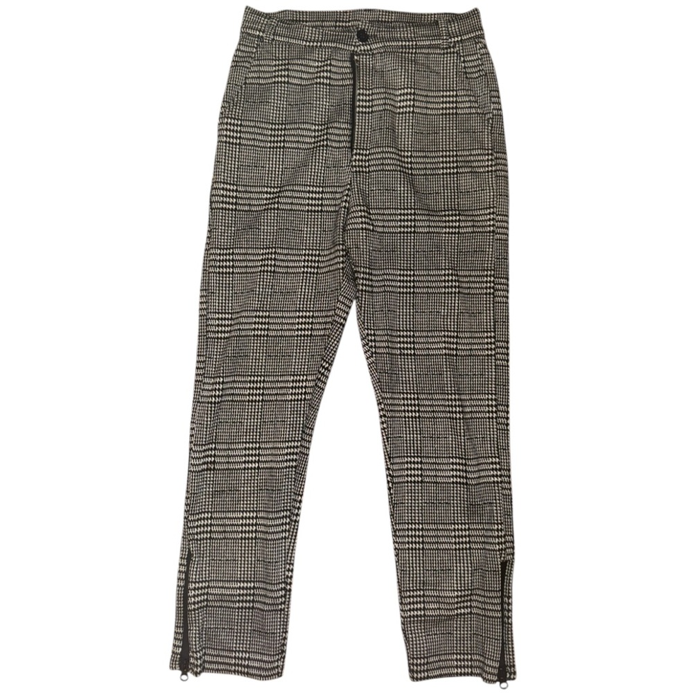 Disturbia black and white plaid pants with zip ankle US 6